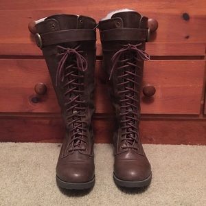 Tall Brown Combat Boots